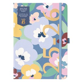 Busy B A5 Diary - Mid-Year Academic Diary - Aug 25 - Aug 26 - Floral Print - Weekly Planner with To-Do Lists, Notes, Week-to-View, 3 Pockets, Year Planner & Elastic Closure