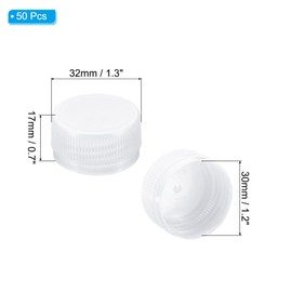 PATIKIL 1.2inch Plastic Bottle Caps for Crafts, 50Pcs Reusable Protection Bottle Screw Lids for Empty Container DIY Scrapbook Decorations, White