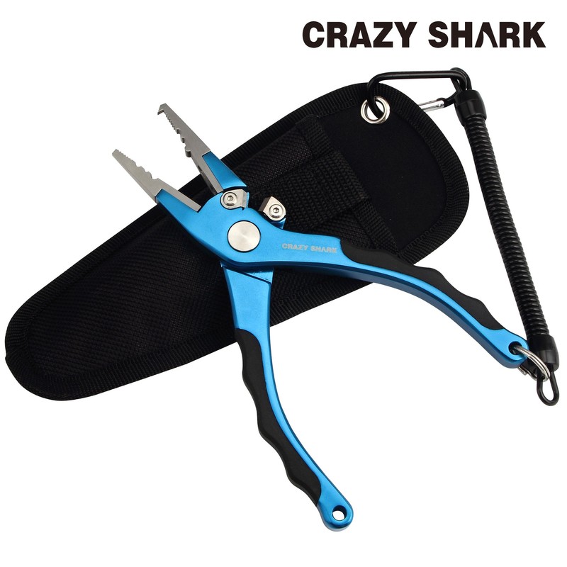 Crazy Shark Aluminum Fishing Pliers Hook Remover with Sheath and