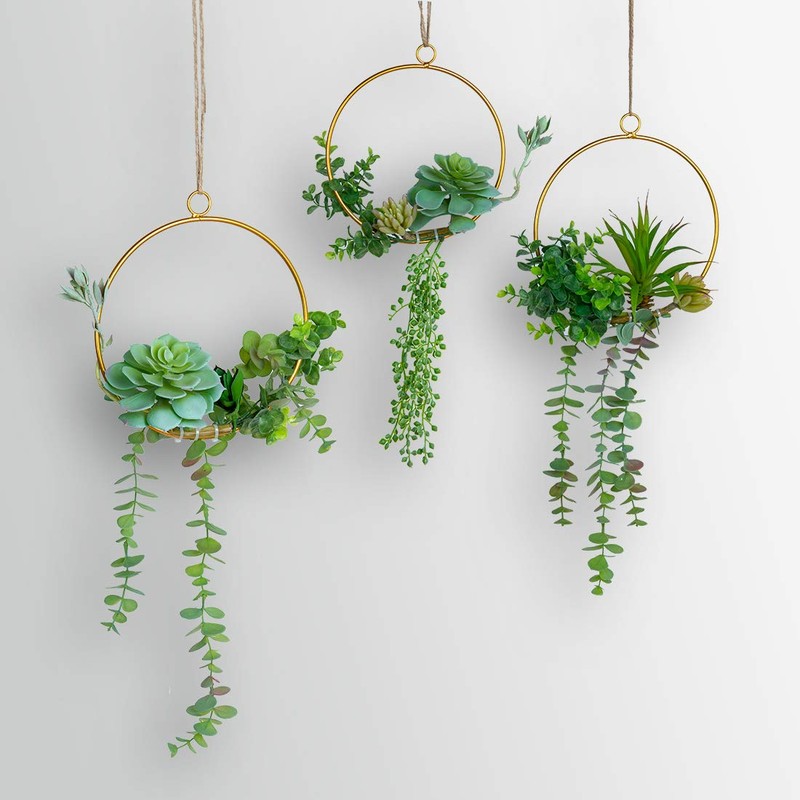 SWTHONY Artificial Succulent Wreath Set 3 Pieces Chin Color Geometric
