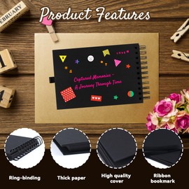 DIY Photo Album, A5 Photo Album for Gluing, Photo Book, Scrapbook Album, Ring Binder with Sticker, Scrapbook Photo Albums for Guest Book as Graduation Birthday Wedding Anniversary Gift 60 Pages