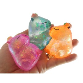 Set of 3 Capybara Animal Sugar Balls - Large Rodent - Syrup Molasses Thick Glue/Gel Stretch Ball - Ultra Squishy and Moldable Slow Rise Relaxing Sensory Fidget Stress Toy Cute Adorable (RANDOM COLORS)