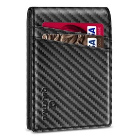 QIANTING Slim Wallet for Men Bifold Black Wallet for Front Pocket Wallet RFID Wallet for Men With 2 ID Windows Father's Day Gift Gifts for Men