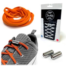 m2medien Senkly Elastic Shoelaces with Metal Capsule for Trainers - Orange -