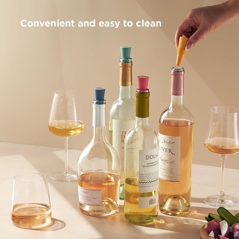 Rabbit Wine and Beverage Bottle Stoppers with Grip Top, Red