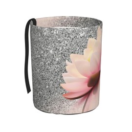 GYLILI Trendy Girly Lotus Silver Car Trash Can Leak Proof Hanging Waterproof Garbage Can Multipurpose Trash Bin for Car SUV Front Seat Headrest Collapsible and Portable Storage Pocket