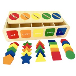 Dailyfunn Montessori Toys Color&Shape Sorting Learning Matching Box for Baby Toddlers 1-3 Year Old