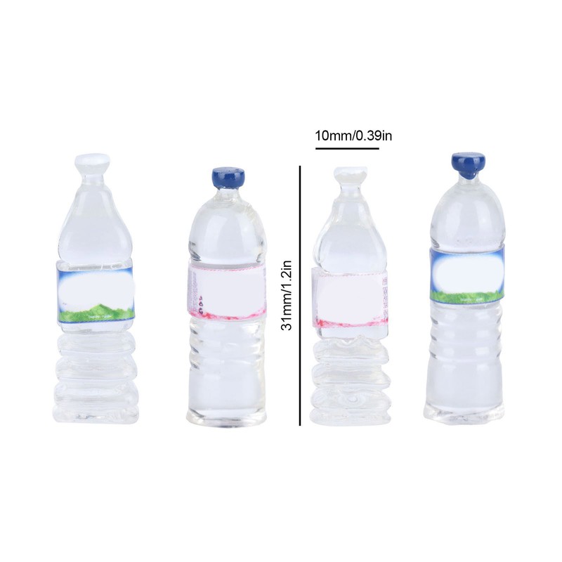 40pcs Dollhouse Water Bottles Set 4 Styles Miniature Drinking Accessories