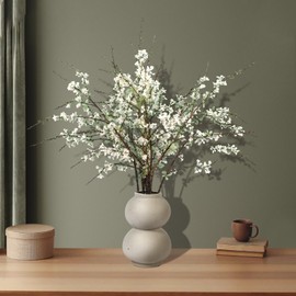 Geegoods White Flowering Branches, 10 Pack 32'' Real Touch Artificial Flowers for Tall Vases, Spring Blossom Branches for Farmhouse Minimalist Home Decor