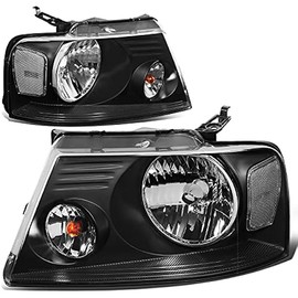 DNA MOTORING HL-OH-F1504-BK-CL1 Black Housing Headlights Replacement Compatible with 04-08 F-150/06-08 Mark LT