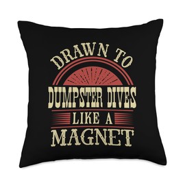 Dumpster Diving Funny Freegan Zero Waste Frugal Spender Throw Pillow