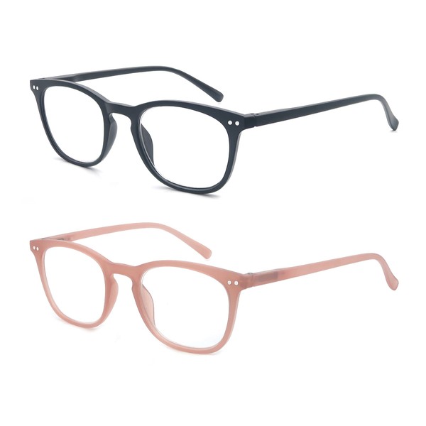 MODFANS - Gafas de lectura para hombre y mujer, con marco brillante y ligero, flexible, bisagras de resorte, elegantes con bolsa/paño