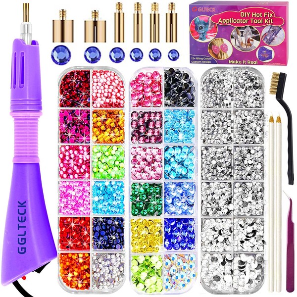 GLTECK Hotfix Applicator, Bedazzler Kit with 5784 PCS Rhinestones for