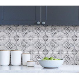 Camden Antique White Faux Tin Peel & Stick Backsplash Tiles