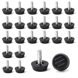 YYTOL Adjustable Furniture Feet Pack of 24 M6 x 19 mm Adjustable Feet Height Adjustable Furniture Feet Adjustment Screw with Rubber Base for Furniture