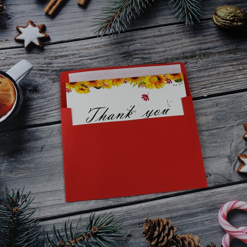 50 Packs of Red 4X6 Envelopes for Invitation, A6 Red