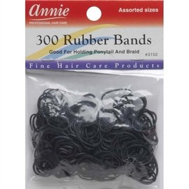 Annie Assorted Size Black Rubber Bands 300 ct #3152