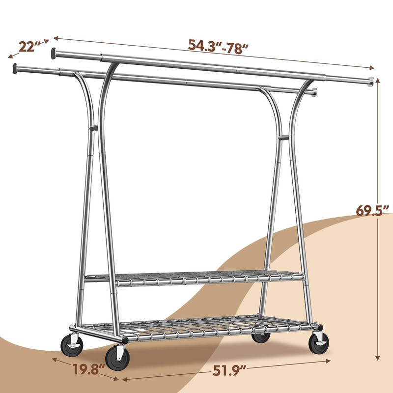 Raybee 78" W Clothes Rack Loads 441 LBS, Clothing Racks