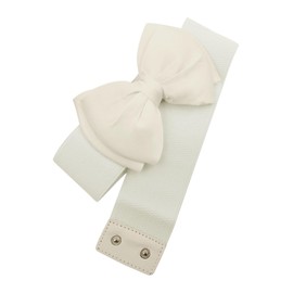 Allegra K Women's 2Pcs Bowknot Elastic Belts, 2.4" Width Elegant Cute Stretchy Cinch Waistband for Dress Wedding Fit Waist:24-32 inches Black+White