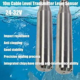 HQHAOTWU Water Level Sensor Submersible Level Transducer Water Level Transducer Liquid Level Sensor Detector with 33ft/10m Cable Stainless Steel Liquid Level Transmitter 24-32V for Water Level Test