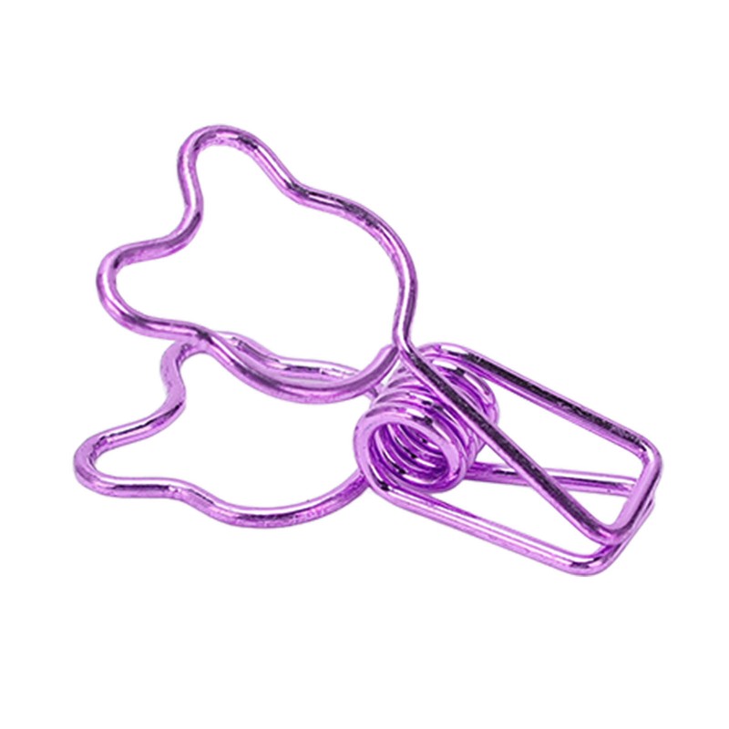 100Pcs Binder Clips Hollow Cute Bear Shape Sturdy Metal Small