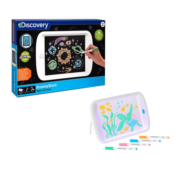 Discovery 1303002031 Drawing Board Neon LED Glow Tablet for Drawing with Luminous Colours for Children from 6 Years