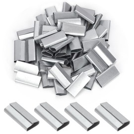 Swpeet 100Pcs 5/8" Packaging Closed (Push Type）Metal Seals Assortment Kit，Sturdy Metal Clips Banding Strapping Clips Strapping Metal Buckle for for Strap Width Steel Strapping