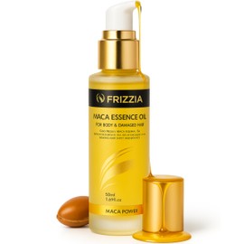 Frizzia Argan Hair oil, Anti-Frizz & Shine Oil, Pure and Virgin, Repairing & Strengthening, Heat Protection & Deep Repair, Helps stimulate growth and strengthen damaged hair. Paraben free. 1.7 fl oz