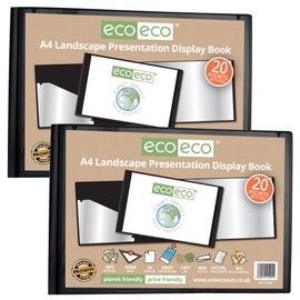 eco-eco Eco095x2 20 Pocket A4 50% Recycled 20 Pocket Display Book - Black