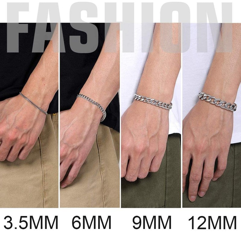 Cuban Link Bracelet for Men Thin Chain Bracelet