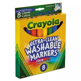 Crayola 587808 Broad Tip Ultra-Clean Washable Markers - Assorted (8/Set) New