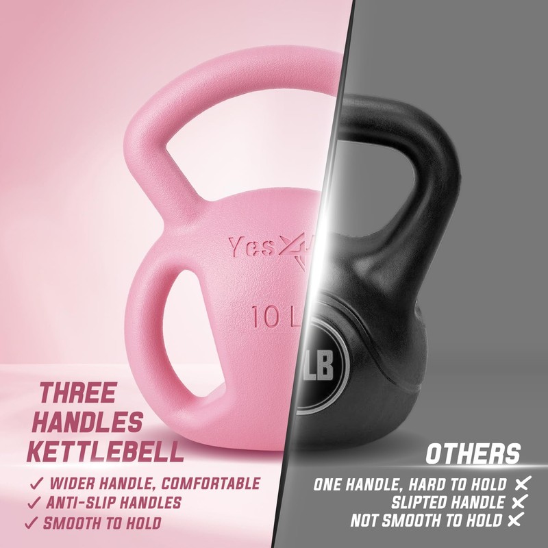 Yes4All Kettlebell, 5-25lb Strength Training Kettlebells for Women, Wide Multi-grip