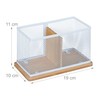 Relaxdays Pen Holder, Bamboo & Metal Mesh, H x W