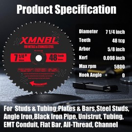 7 1/4 Inch Metal and Stainless Steel Cutting Circular Saw Blade,Replacement for Steel Demon D0748CF 7 1/4 Metal Cut Saw Blade,2 Pack