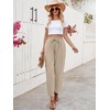 Puimentiua Women Linen Pants Lightweight Capri Pants with Lace Side