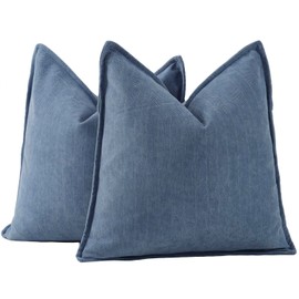 MADIZZ Textured Chenille Throw Pillow Covers Set of 2 Super Soft Decorative Pillow Covers Boho Cushion Covers Modern Farmhouse Home Decor for Sofa Bedroom 18x18 inch Dusty Blue