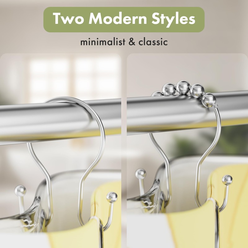 AmazerBath Shower Curtain Hooks, Shower Curtain Rings, Metal Chrome Shower