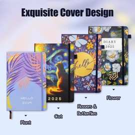 2025 Diary A5 Week to View, Colorful Weekly Planner, Appointment Book with Pen, Business Planner for Home Office School, Make Lists (Flowers)