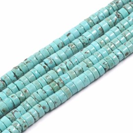 ACYUNLEI 1 Strand 4x2mm Natural Gemstone Beads Heishi Beads,Loose Flat Round Undyed Cylinder Flat Spacer Stone Beads for Bracelet Earrings Jewelry Making,Turquoise