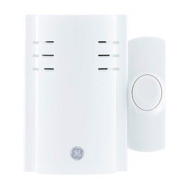 GE Wireless Doorbell Kit,Plug-In Receiver,1 Push Buttons Door Bell,8 Melodies Doorbell Chime,4 Volume Levels,Classroom Doorbell,150 Ft Range,White,19299