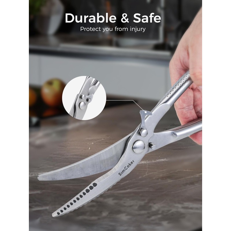SimCoker Full Steel Poultry Shears Heavy Duty, Professional Bone Cutting