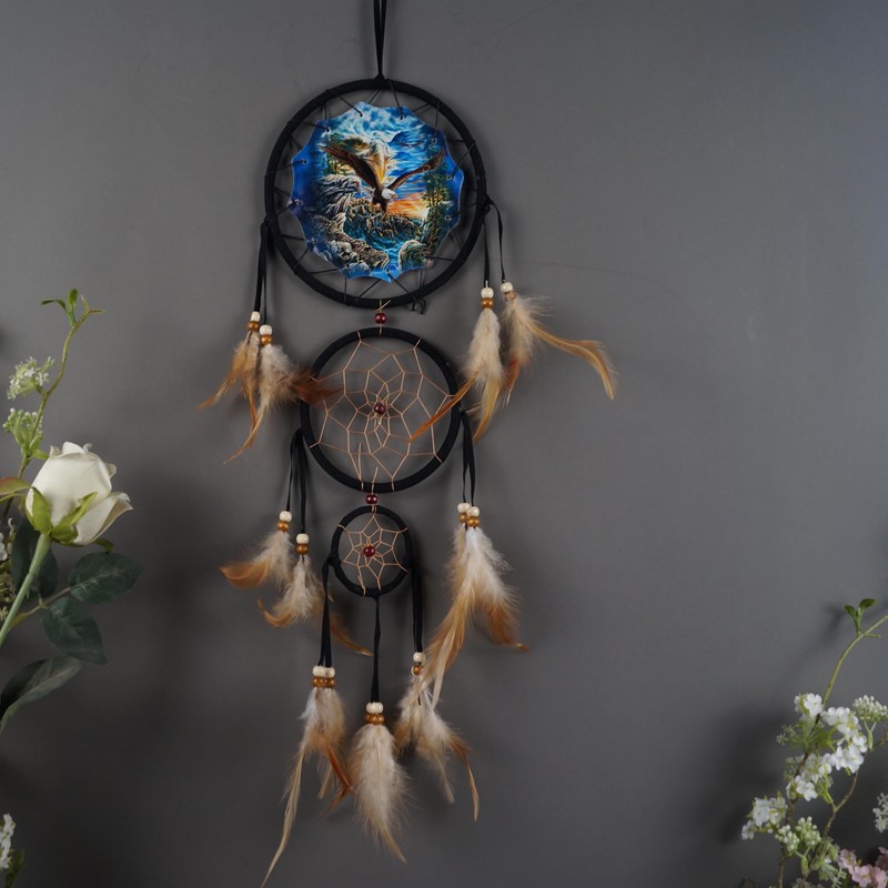 Remorelt 3PCS/Set Large Size Dream Catcher Wolf & Eagle Pattern