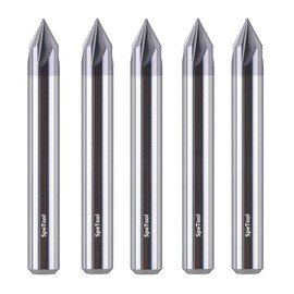SpeTool 5PCS 60 Degree V Bit 1/4 Inch Shank Carbide CNC Chamfer End Mill 4-Flute V Groove Router Bit with TiAIN Coated for CNC Wood Engraving Carving