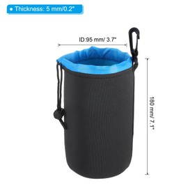 PATIKIL Camera Lens Bag, 2 Pcs 3.7" ID x 7.1" H Drawstring Lens Pouch with Thick Protective Neoprene, Lens Case for DSLR Camera Lens, Water Coffee Cups Black, Blue