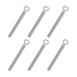 PATIKIL 6 Pcs M6x55mm Shoulder Swing Lifting Eye Bolt, 304 Stainless Steel Metric Full Thread Fisheye Eye Slip Hole Screw Rigging Bolt Metal Fasteners Screws, Silver Tone