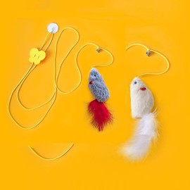 WLDJMP Interactive Cat Toys Hanging Cat Toys for Indoor Cats Kitten Play Chase Exercise with Bell, New Spiral Clamping Teasing Cats Toys for Door Frame (Grey+White)