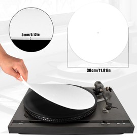 2pcs Record Player Felt Mats, 12 Inch Anti-Slip Anti-Static Turntable Slipmat Felt Record Player Protective Mat Pad Replacement for Phonograph LP Vinyl Record Player, Improves Sound (White)