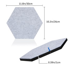 SEG Direct Hexagon Felt Cork Board Tiles, Hexagon Felt Bulletin Board Tiles Self Adhesive Picture Board, Memo Notice Tiles Pin Board for Walls Office, 11.8" x 10.2", 5PCS(Gray)