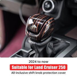 SFWAYA Shift Knob Protective Cover for 2024-2025 2026 Toyota Land Cruiser 250&1958 Prado LC250 J250 Shifter Decorative Cover Center Console Interior Tuning Supplies Accessories (Mahogany Pattern)