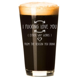 Lucy Engraving I F-king Love You Pint Glass Gifts for Husband - Funny Anniversary Presents for Him on Beer Glass - Christmas Gifts for Boyfriend - 16 oz - Made in the USA